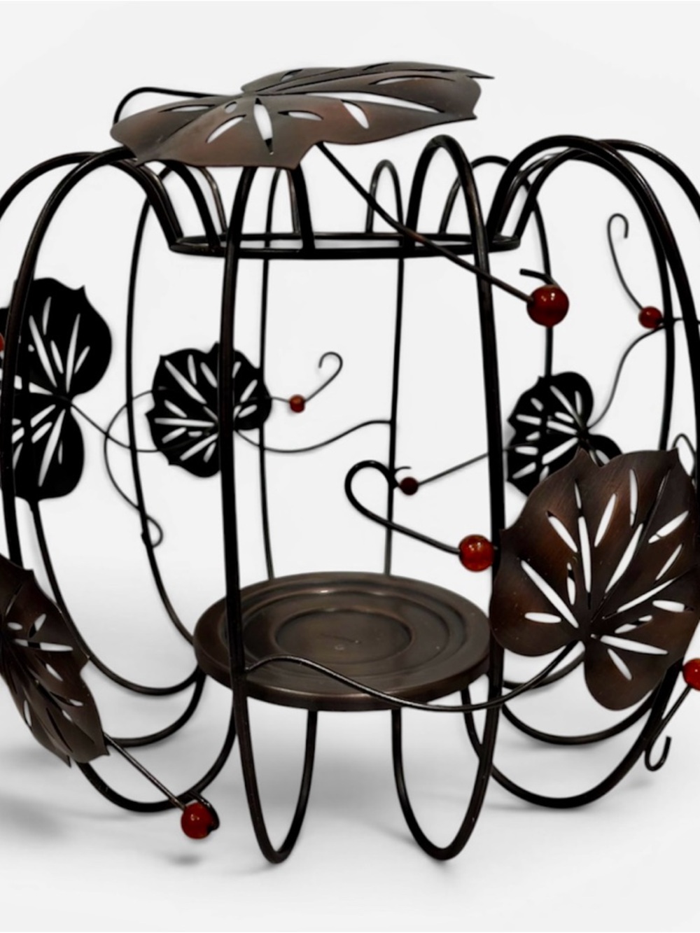 Decorative Black Metal Leaf Candle Holder by Partylite